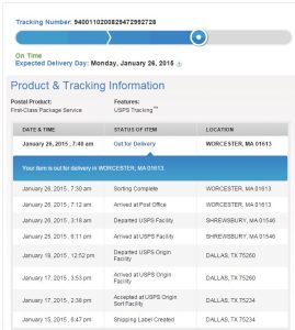 A very long USPS delivery time
