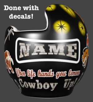 Cowboy Up cranial band decals