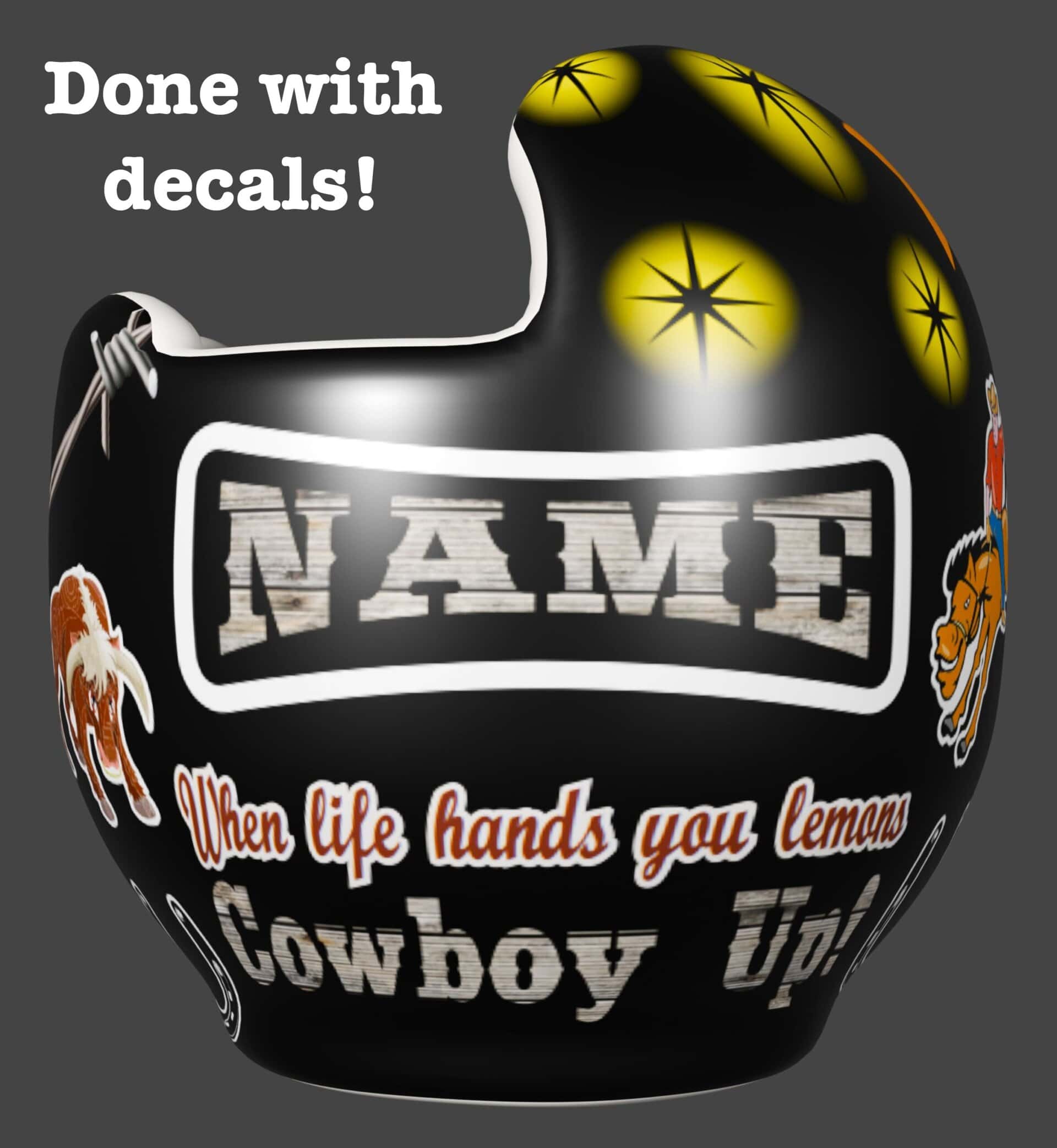 Cowboy Up cranial band decals