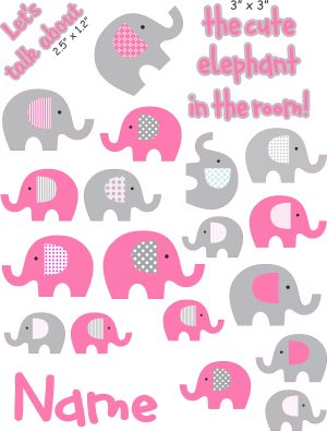 Elephant in the Room Girl cranial band decals