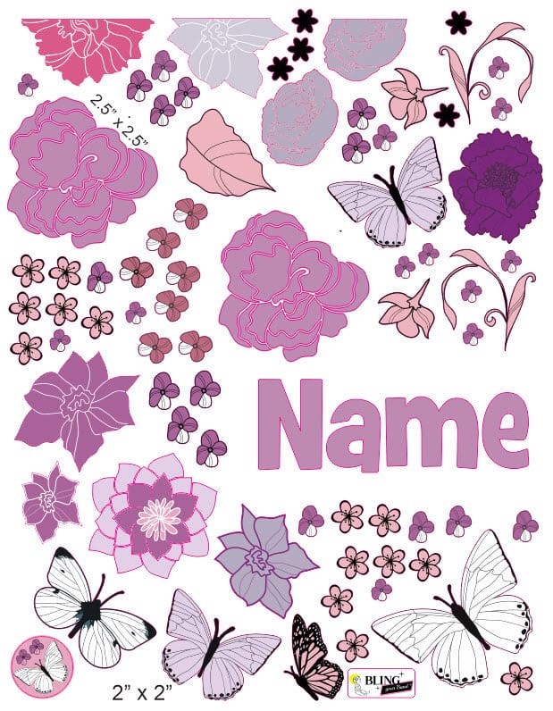 Butterflies & Flowers cranial band decals