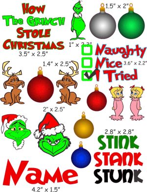 Grinch That Stole Xmas Themed Doc Band Decals