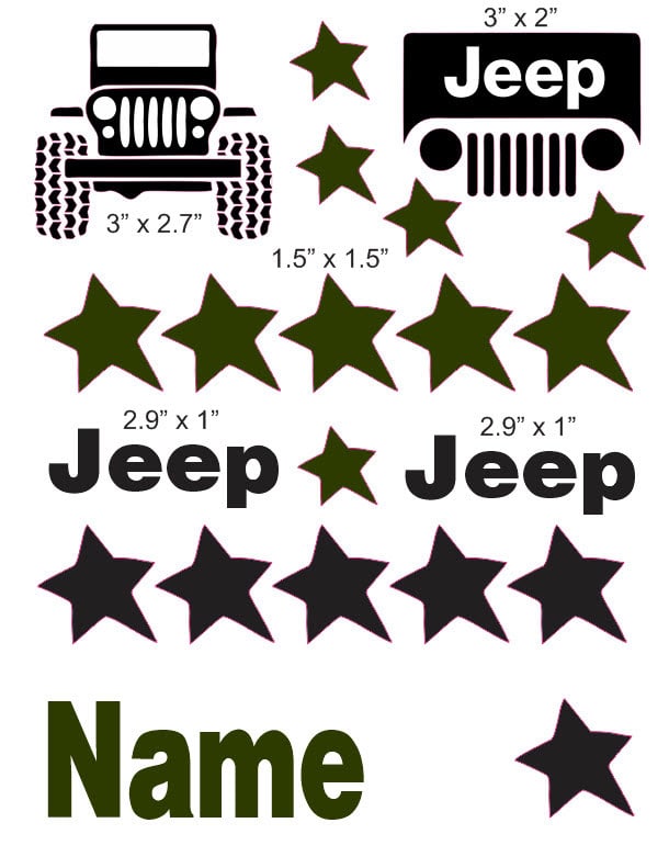 Jeep 1 cranial band stickers