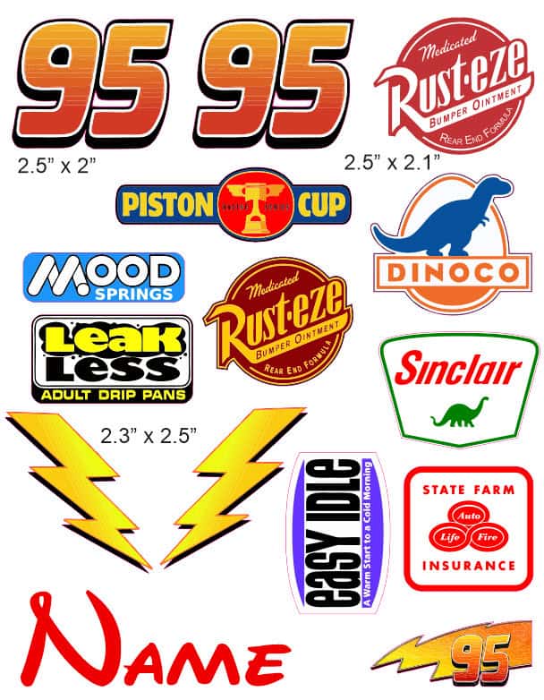 Lightning McQueen Helmet cranial band decals