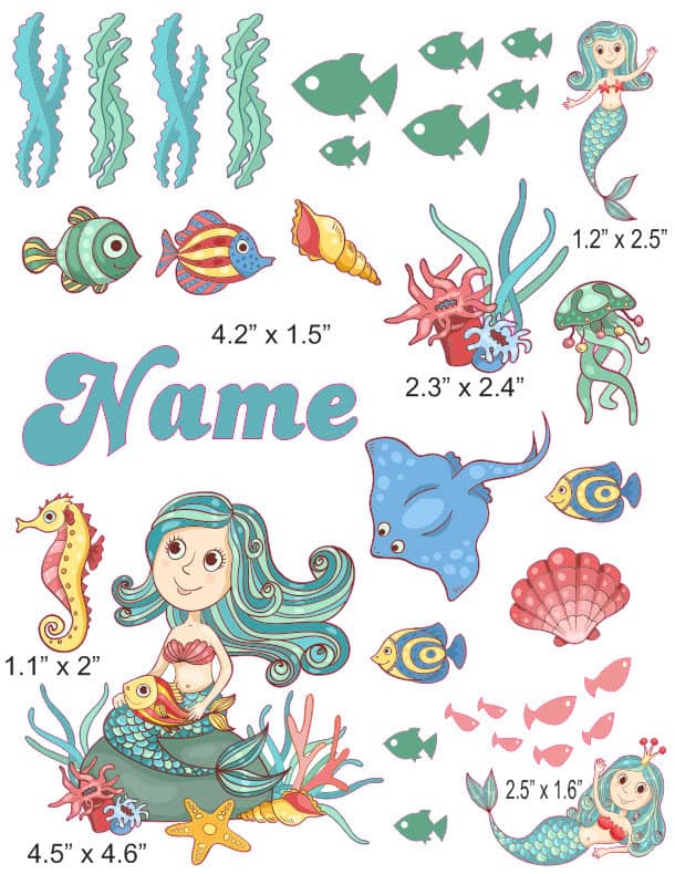 Mermaid cranial band decals
