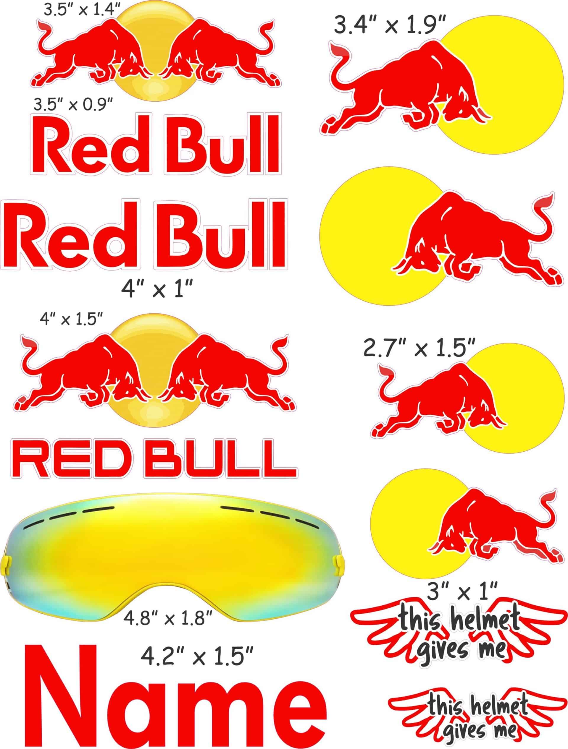 Red Bull cranial band decals