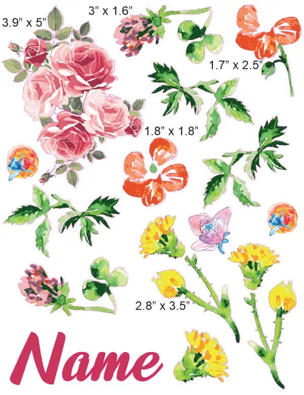 Vintage Watercolor Floral cranial band decals - Image 4