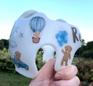 watercolor hot air balloons cranial band decoration