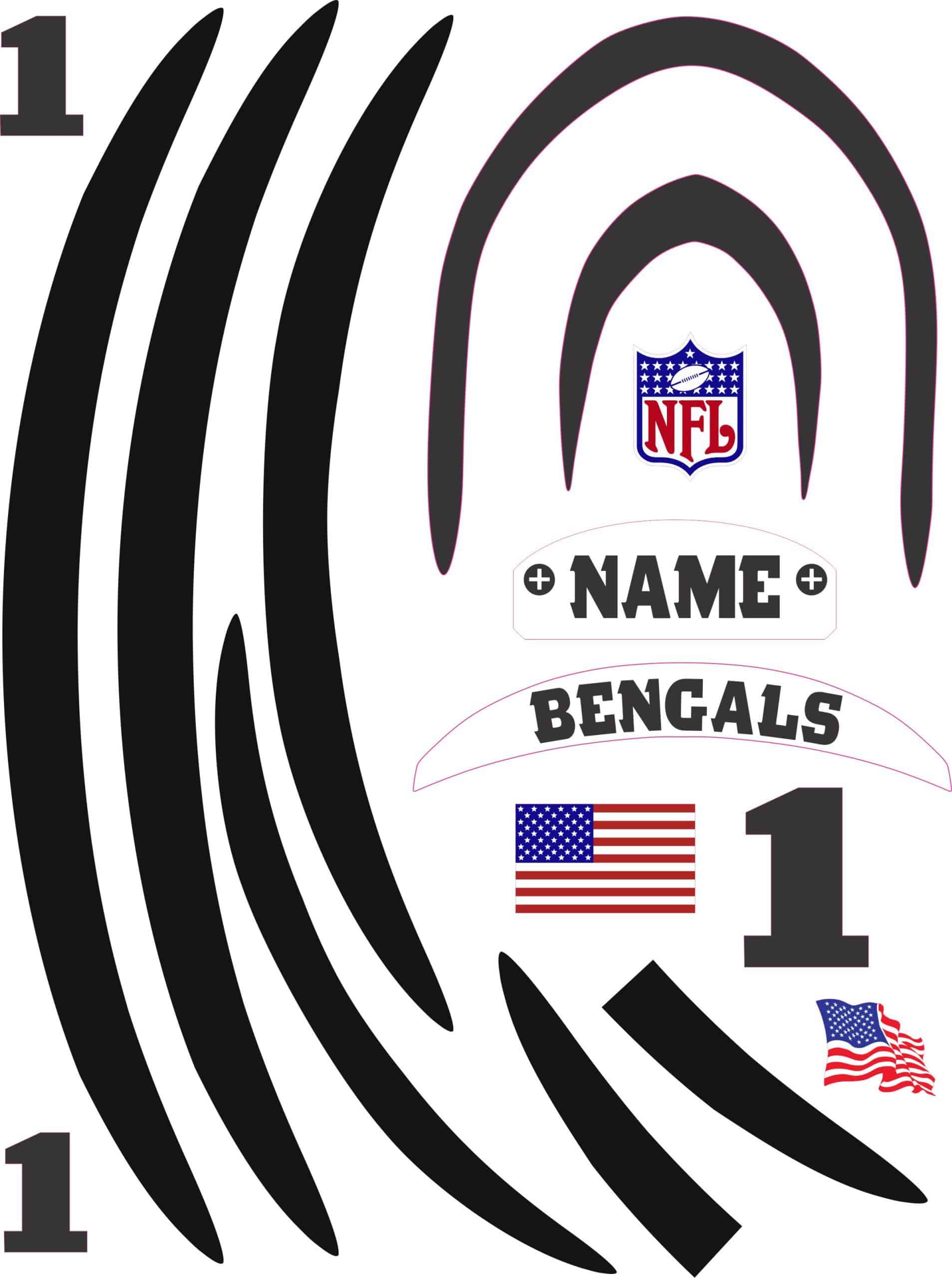 Cincinnati Bengals 2 cranial band decals | Bling Your Band
