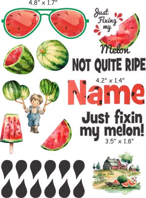 Watercolor Watermelon cranial band decals