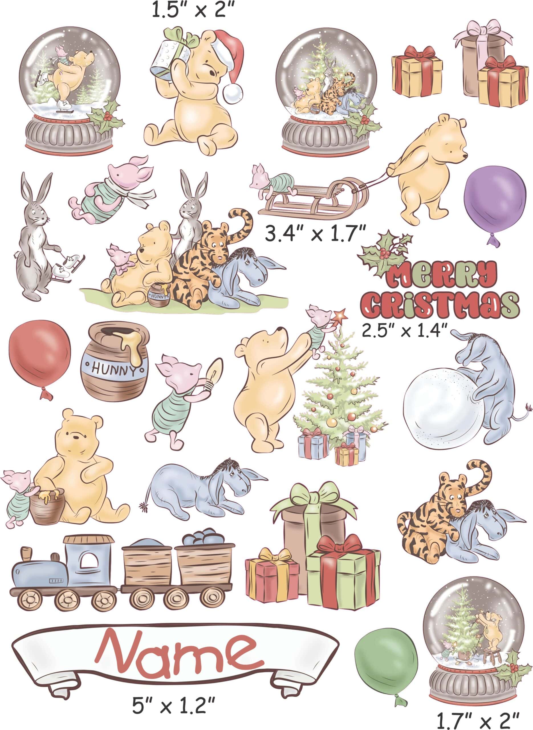 Winnie the Pooh Christmas cranial band decals | Bling Your Band