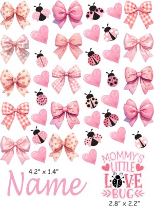 Coquette Bows and ladybugs cranial band decals