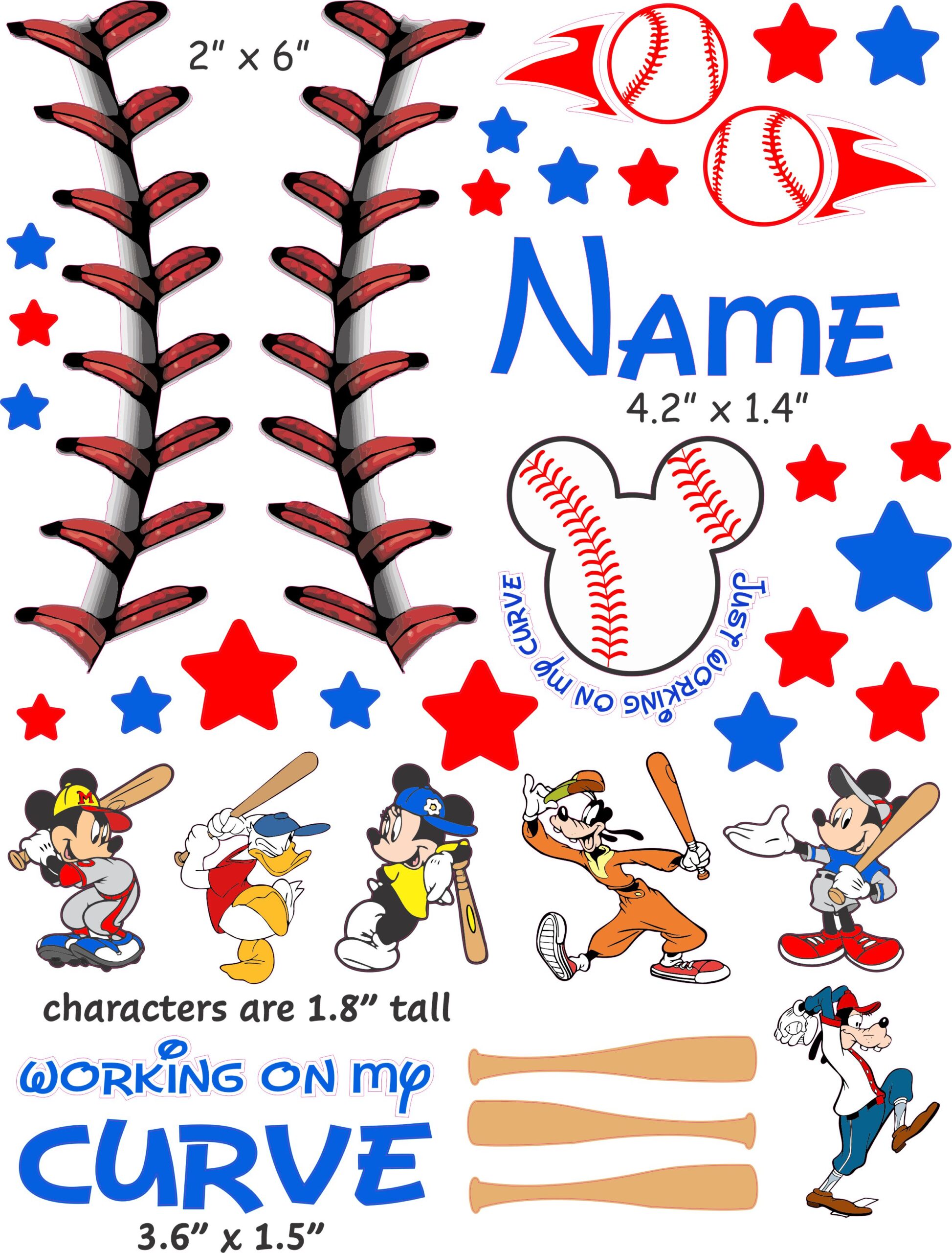 Mickey Baseball cranial band decals